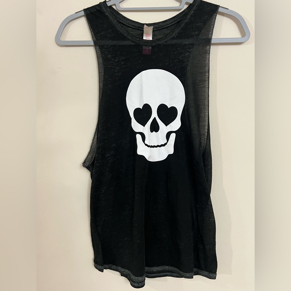 M Black sheer skull women’s tank top | Brand: No boundaries